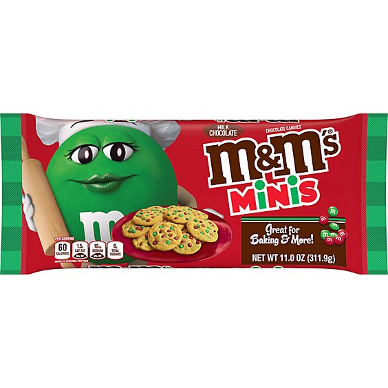M&M'S Holiday Milk Chocolate Christmas Candy Minis Size Baking Bits Bag - 11 Oz