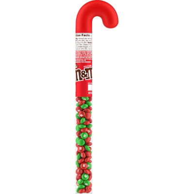 M&M'S Christmas Stocking Stuffer Milk Chocolate Candy Cane Tube - 3 Oz - Image 1