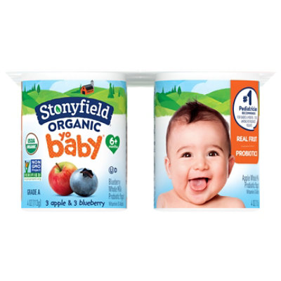 Stonyfield Organic YoBaby Apple & Blueberry Whole Milk Baby Yogurt With Probiotics Cups - 6-4 Oz - Image 3