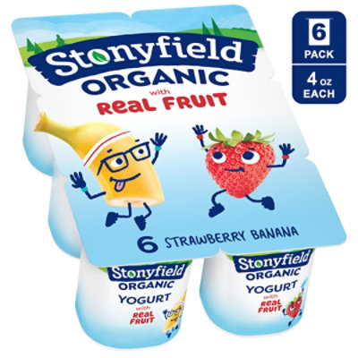 Stonyfield Organic Kids Strawberry Banana Whole Milk Yogurt Cup - 6-4 Oz - Image 1