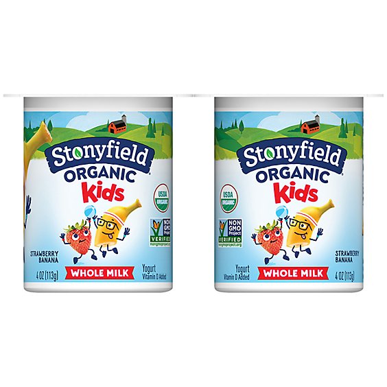 Stonyfield Organic Kids Strawberry Banana Whole Milk Yogurt Cup - 6-4 Oz
