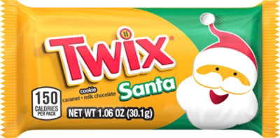 Twix Caramel Cookie Santa Full Size Christmas Chocolate Candy Bar - 1.06 Oz - Image 2