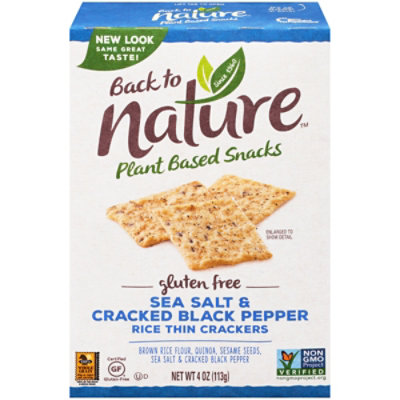 back to NATURE Crackers Rice Thin Gluten-Free Sea Salt & Cracked Black Pepper - 4 Oz - Image 3