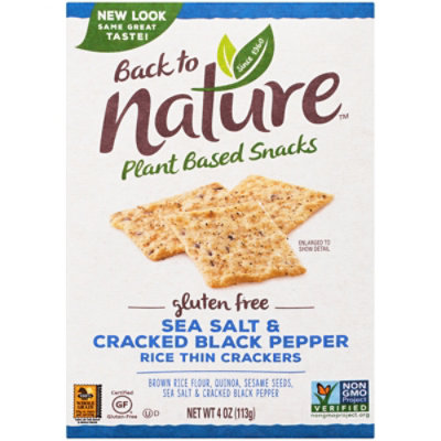 back to NATURE Crackers Rice Thin Gluten-Free Sea Salt & Cracked Black Pepper - 4 Oz - Image 2