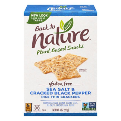 back to NATURE Crackers Rice Thin Gluten-Free Sea Salt & Cracked Black Pepper - 4 Oz - Image 1