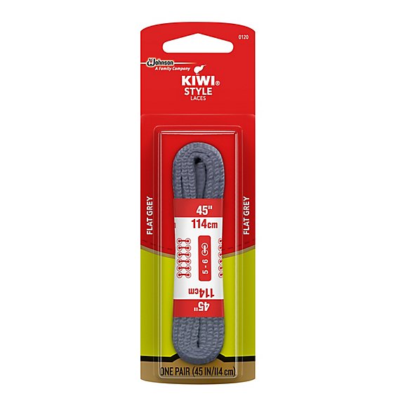 Kiwi Flat Gray Style 45 Inch Flat Laces Pair - Each