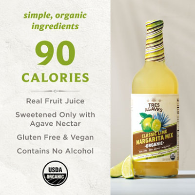 Tres Agaves Organic Lime Margarita Mix Bottle - 1 Liter - Image 2