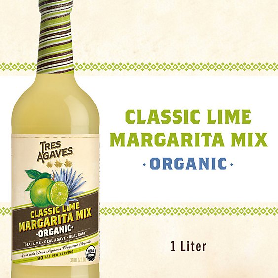 Tres Agaves Organic Lime Margarita Mix Bottle - 1 Liter