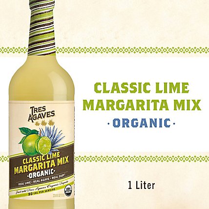 Tres Agaves Organic Lime Margarita Mix Bottle - 1 Liter - Image 1