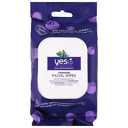 Yes To Blueberries Facial Wipes Cleansing - 25 Count - Image 1