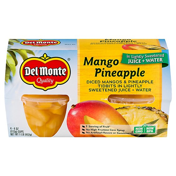Del Monte Mango Pineapple in Light Syrup Cups - 4-4 Oz
