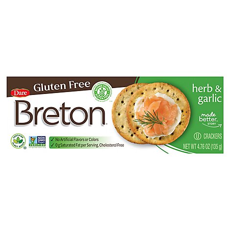 Breton Snacking Crackers Gluten Free Herb And Garlic - 4.76 Oz