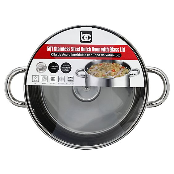 Bene Casa Stainless Steel 5 Quart Dutch Oven With Glass Lid - Each