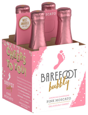 Barefoot Bubbly Pink Moscato Champagne Sparkling Wine -4-187 Ml - Image 1