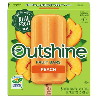 Outshine Fruit Ice Bars Peach 6 Count - 14.7 Fl. Oz.
