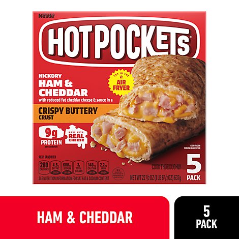 Hot Pockets Hickory Ham & Cheddar Crispy Buttery Crust Frozen Sandwiches - 22.5 Oz