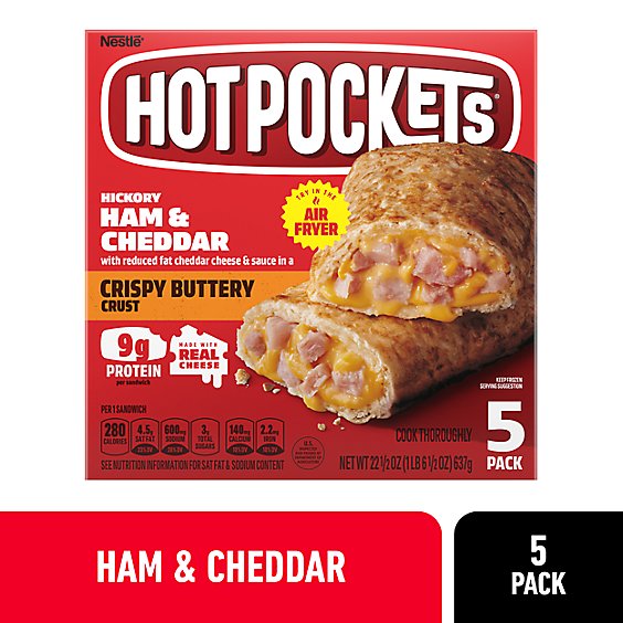 Hot Pockets Hickory Ham And Cheddar Sandwiches Box - 5 Count