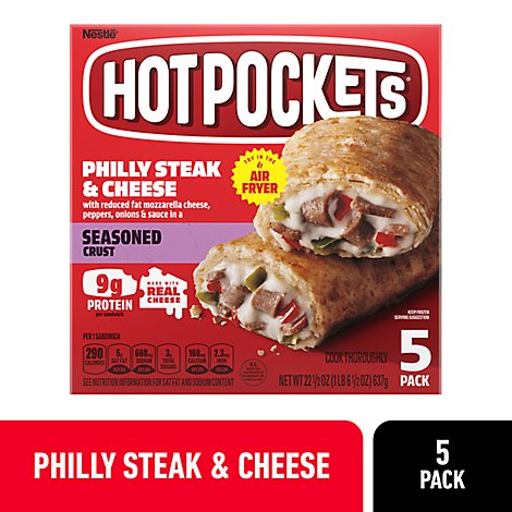  Hot Pockets Sandwiches Philly Steak & Cheese Seasoned Crust - 5-4.5 Oz 