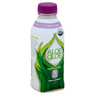 ALOE gLOE Water Aloe Organic White Grape Pulp Free - 15.2 Fl. Oz.