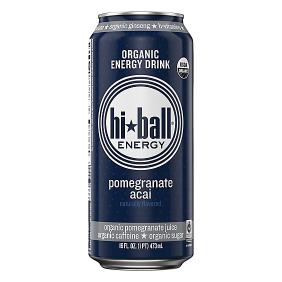 Hiball Energy Certified Organic Energy Drink Pomegranate Acai In Can - 16 Fl. Oz.