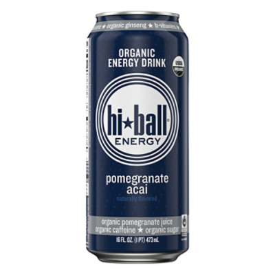 Hiball Energy Certified Organic Energy Drink Pomegranate Acai In Can - 16 Fl. Oz.