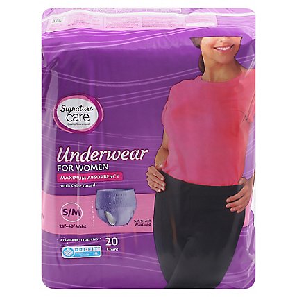  Signature Care Incontinence & Post Partum Protective Underwear For Women Small/Medium - 20 Count - Image 3