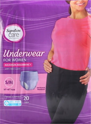 Signature Select/Care Incontinence & Post Partum Protective Underwear For Women Small/Medium - 20 Count - Image 1