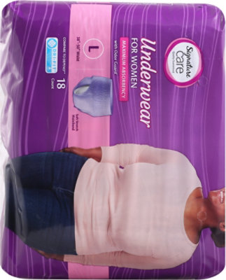 Signature Select/Care Incontinence & Post Partum Protective Underwear For Women Large - 18 Count - Image 3