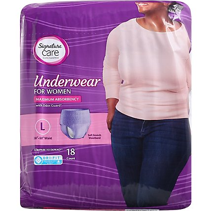  Signature Care Incontinence & Post Partum Protective Underwear For Women Large - 18 Count - Image 2
