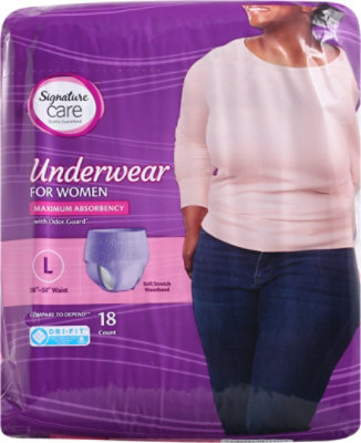 Signature Select/Care Incontinence & Post Partum Protective Underwear For Women Large - 18 Count - Image 1