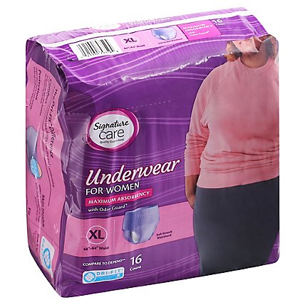 Signature Care Incontinence & Post Partum Protective Underwear For Women Extra Large - 16 Count - Image 1