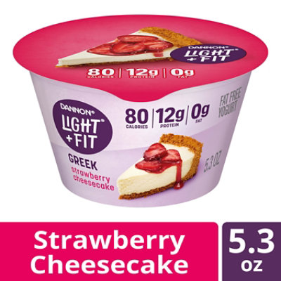 Light + Fit Greek Strawberry Cheesecake Nonfat Gluten Free Yogurt - 5.3 Oz - Image 1