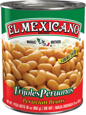 El Mexicano Beans Peruano Whole Can - 30 Oz