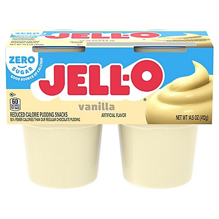 Jell-O Vanilla Sugar Free Ready to Eat Pudding Cups Snack Cups - 4 Count - Image 2