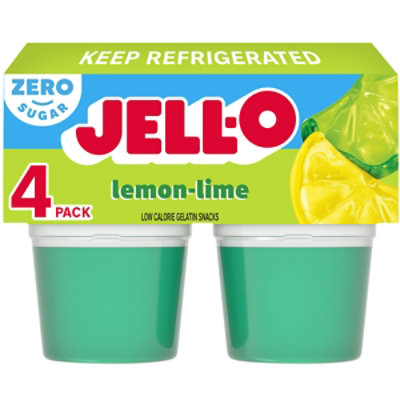 Jell-O Lemon-Lime Sugar Free Ready to Eat Jello Cups Gelatin Snack Cups - 4 Count - Image 1