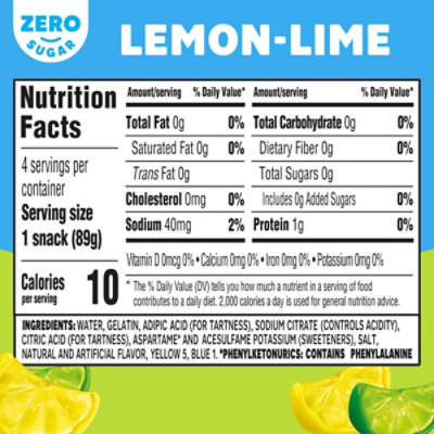Jell-O Lemon-Lime Artificially Flavored Zero Sugar Ready-to-Eat Gelatin Snack - 4 Count - Image 2