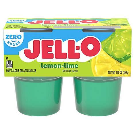 JELL-O Gelatin Snacks Sugar Free Lemon Lime 4 Count - 12.5 Oz