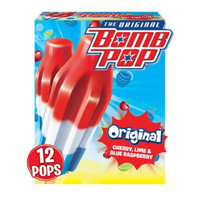 Bomb Pop Original Ice Pop Frozen Sweet Treat For Back To School - 12 Count