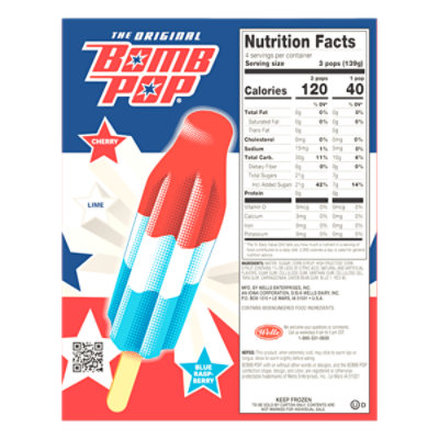 Bomb Pop Original Ice Pop Frozen Sweet Treat For Back To School - 12 Count - Image 3