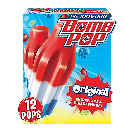 Bomb Pop Original Ice Pop Frozen Sweet Treat for Back to School - 12 Count