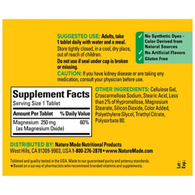 Nature Made Magnesium Oxide 250 mg Tablets - 200 Count - Image 3