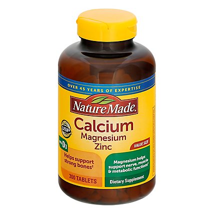 Nature Made Dietary Supplement Tablets Minerals Calcium Magnesium Zinc With Vitamin D - 300 Count - Image 3