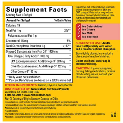 Nature Made 1400mg 1000mg Ultra Omega 3 Vs Fish Oil Liquid Softgels - 90 Count - Image 4