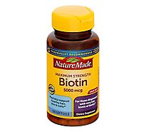 Nature Made Dietary Supplement Softgels Biotin Maximum Strength 5000 mcg - 120 Count