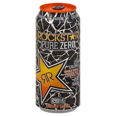 Rockstar Energy Drink Pure Zero Mango Orange Passion Fruit - 16 Fl. Oz.