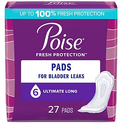 Poise Long Incontinence Pads Ultimate Absorbency - 27 Count - Image 1
