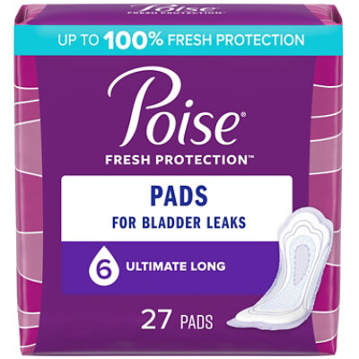Poise Long Incontinence Pads Ultimate Absorbency - 27 Count