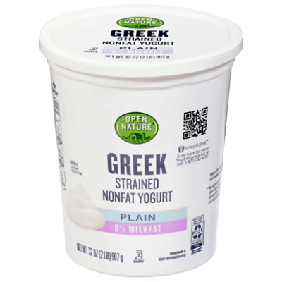 Open Nature Yogurt Greek Nonfat Strained Plain - 32 Oz