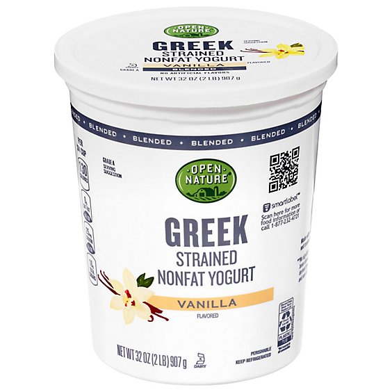 Open Nature Yogurt Greek Nonfat Strained Blended Vanilla - 32 Oz