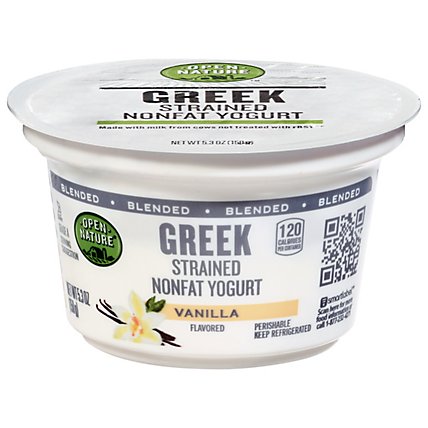 Open Nature Yogurt Greek Nonfat Strained Vanilla - 5.3 Oz - Image 1